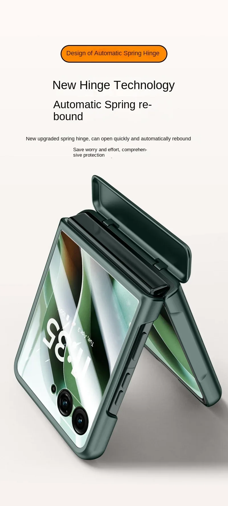 Spring Hinged PU Leather Case with Tempered Glass Protector, All-Inclusive Cover
