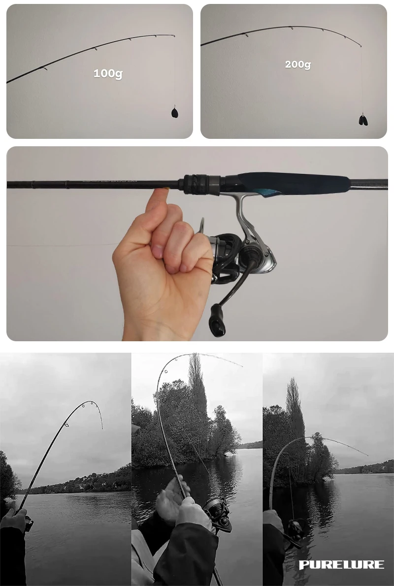 PURELURE LUBINA Pro Spinnrute für Bass, lange Wurfangelrute aus Kohlefaser mit FUJI-Zubehör, plus Spinnrolle – Detail 13
