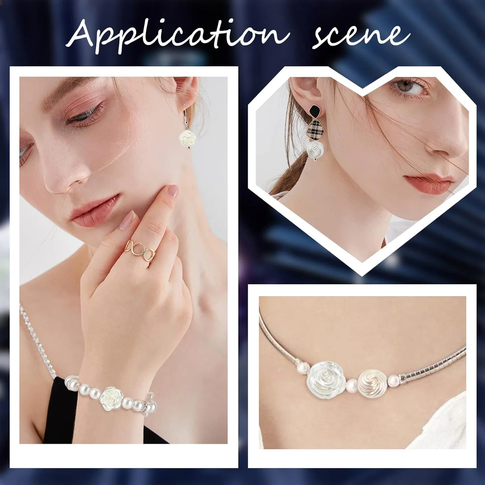 Panda hall 200pcs 4 Stile abs Kunststoff weiße Rose Perlen Imitation Perle Blumen blume Spacer Perlen für Schmuck machen DIY Handwerk – Detail 7