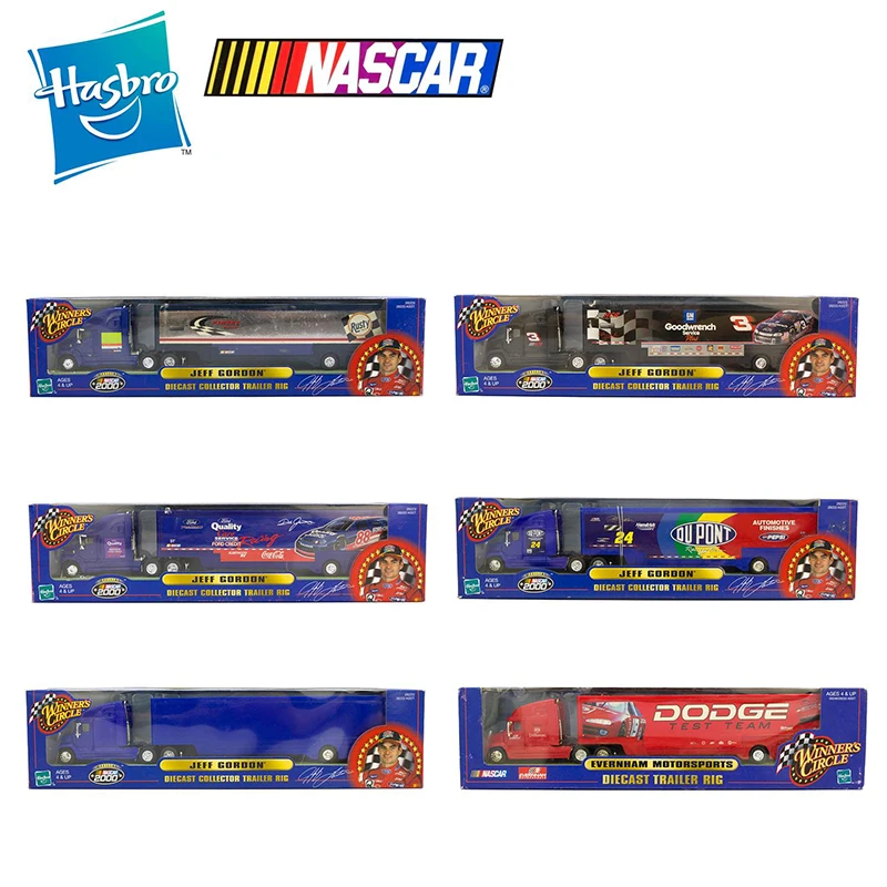 2022-hasbro-nascar-jeff-godon-nascar-container-truck-heavy-duty-transport-truck-alloy-model-collection-model-kids-toy-gift