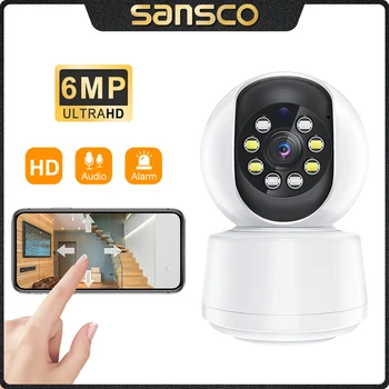 SANSCO-cámara PTZ de seguridad para el hogar, Monitor de bebé con seguimiento automático de personas, IA, WIFI, 4MP, vigilancia IP, Eseecloud 1