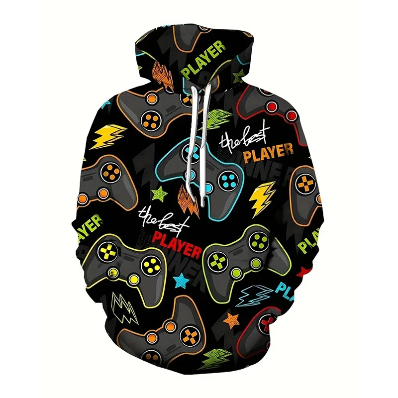 Cool Game Controller Pattern Hoodie Mens Clothing Harajuku Pullover Sweatshirt 3d Printed Street Casual Fashion Hooded Coat 2