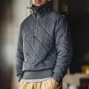 Maden Quilting Half Zip Coat for Men 3M Thinsulate Filling Winter Thickened Warm Parkas Gray Stand-up Collar Pullover Men's Coat 2