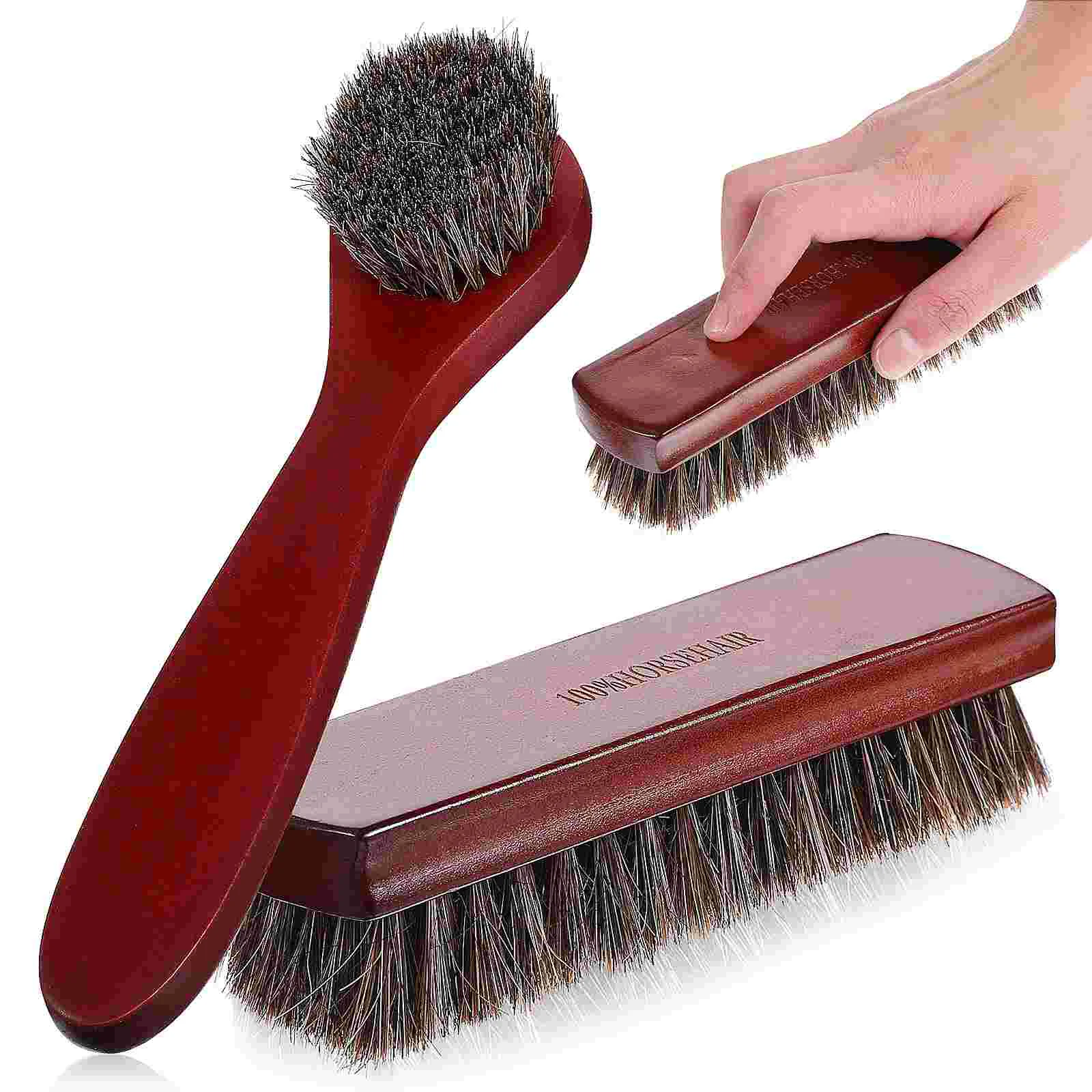 

2 Pcs Shoe Brush Boot Cleaner Care Applicator Horse Hair Mane for Horsehair