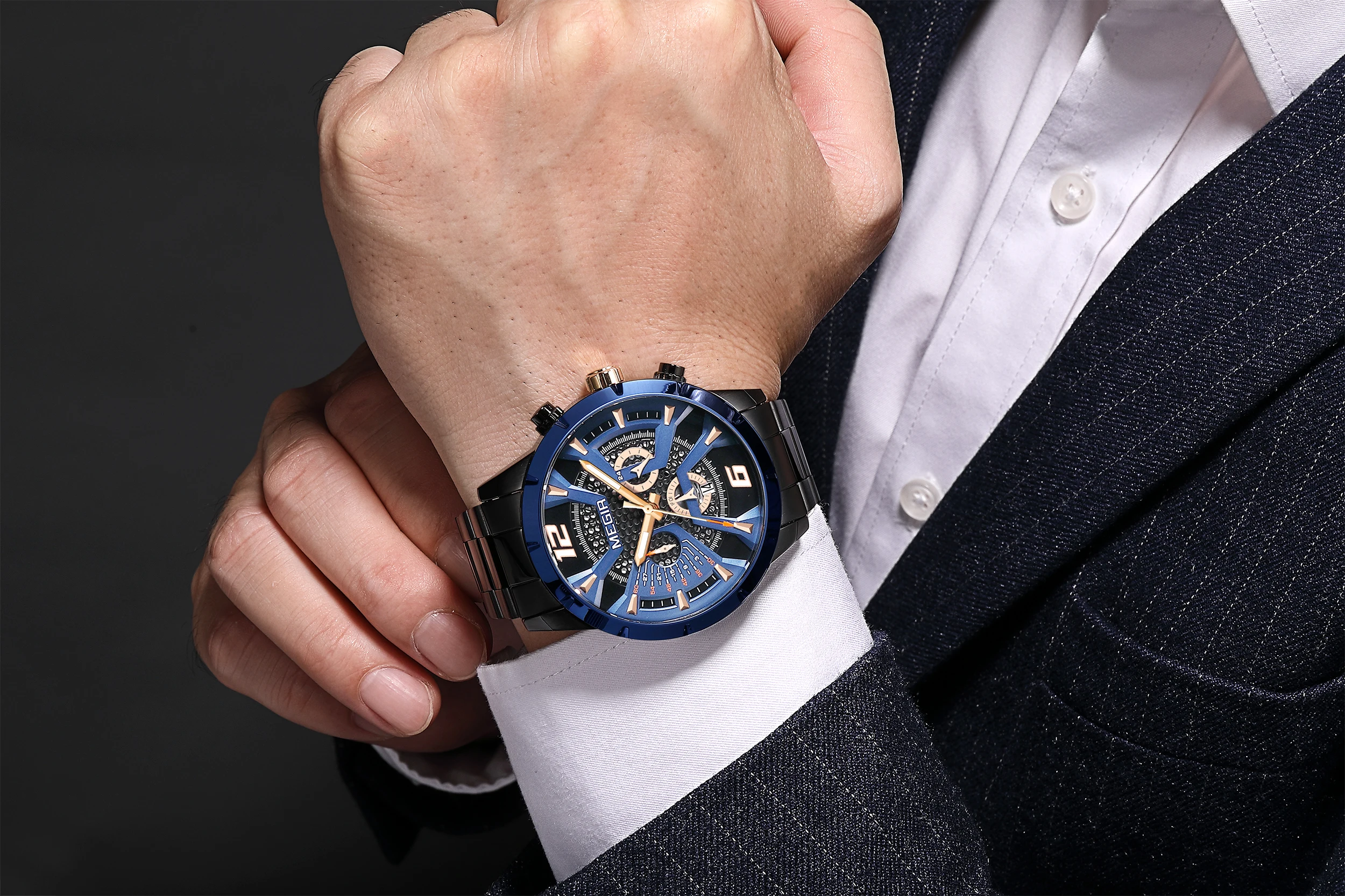 Stainless Steel for Men Luxury Business Casual Quartz Date Clock Chronograph Big Dial Wrist_voghion.com