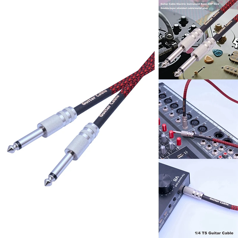 

Прямой стереокабель 6,35 мм «штырь-штырь», 1/4 дюйма, гитарный инструмент, кабель для электрогитары, баса, усилителя, легкая установка