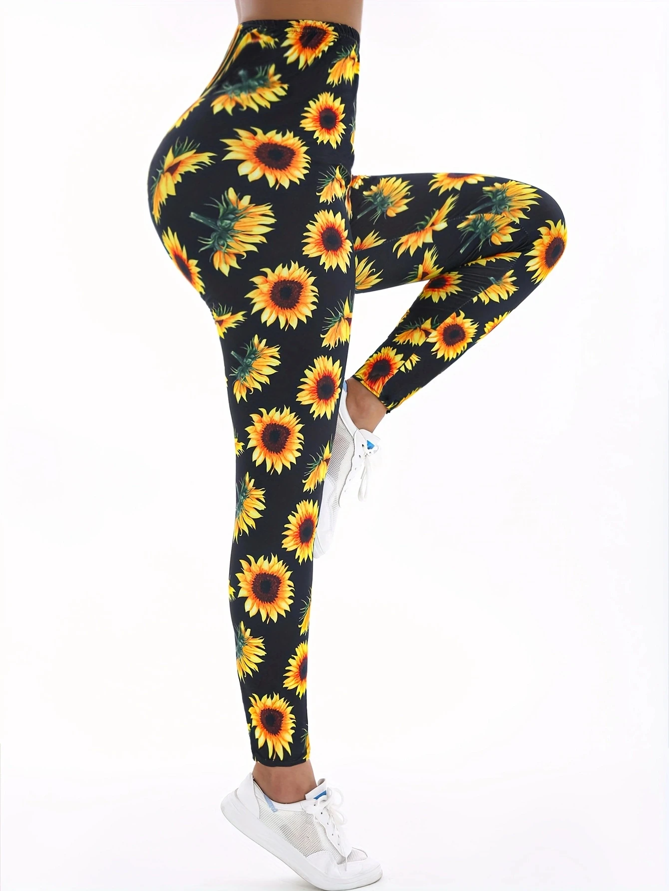 Sunflower Brushed Printed Tight Pants For Women Imitation Denim Legging High Stretch Fitness Yoga Pants Sexy Pencil Pants 4