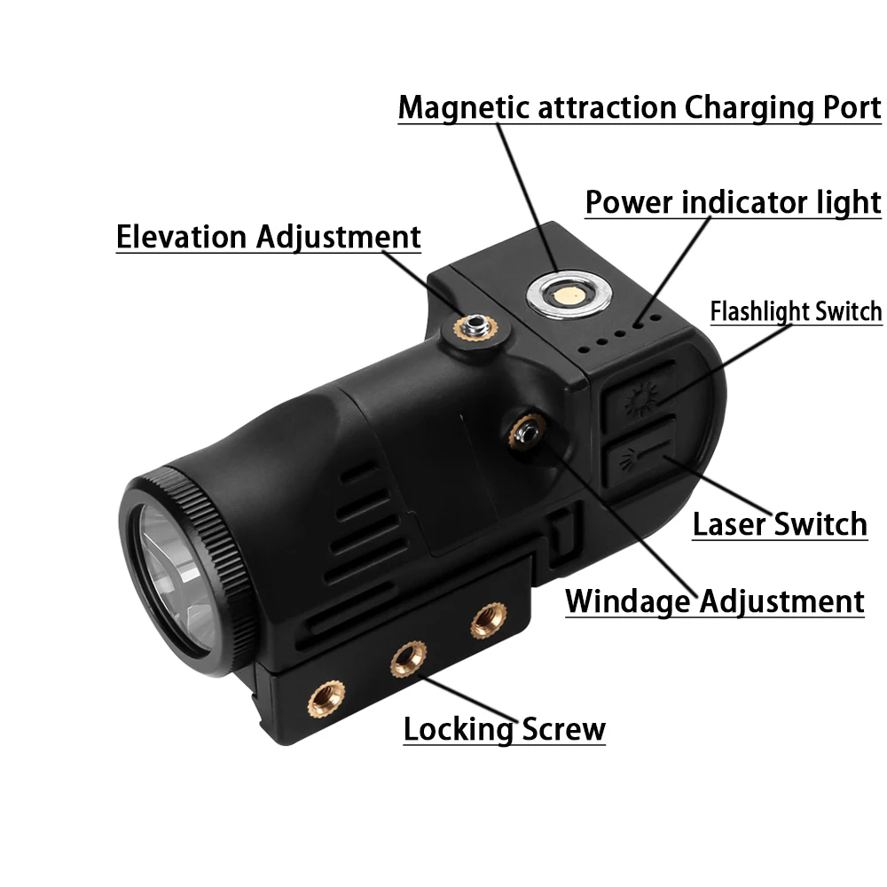 Flashlight Laser Sight Pistol Magnetic Charging Green Dot Laser Sight Compact Combination Built in Lithium Battery