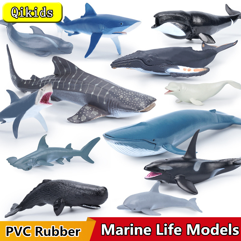 Simulation Marine Sea Life Killer Whale Figurine Shark Toy Action Figures Ocean Animal Model Dolphin Hammerhead Educational Toys