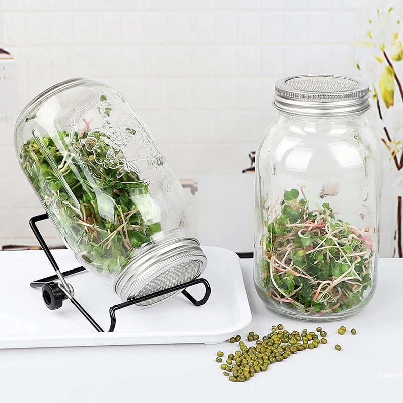 82mm Wide Mouth Sprouting Jar Lid Hydroponic Vegetable Bean Seedling Jar Sprouting Pot Plastic Lid Cover Drainage Net