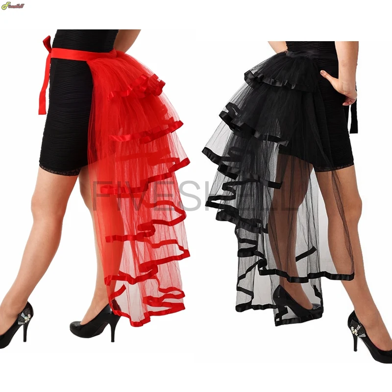 thumbnail image 2 of Steampunk Sparkle Sequin Tulle Tutu Bustle Skirt - 6-Layer Overskirt With Tie-On Belt For Gothic Cosplay 2 of 6