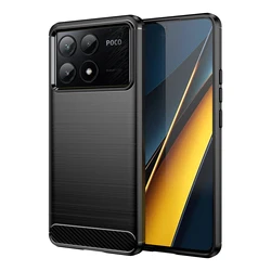 Durable Carbon Fiber Design Soft TPU Silicone Phone Case for POCO F5Pro (Black)