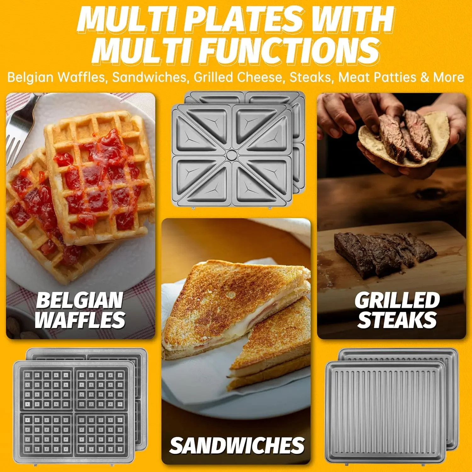 Panini Grill Press Breakfast Sandwich Maker 3 in 1, Electric Griddle Panini Press, Grilled Cheese Maker, Sandwichera Electrica 3