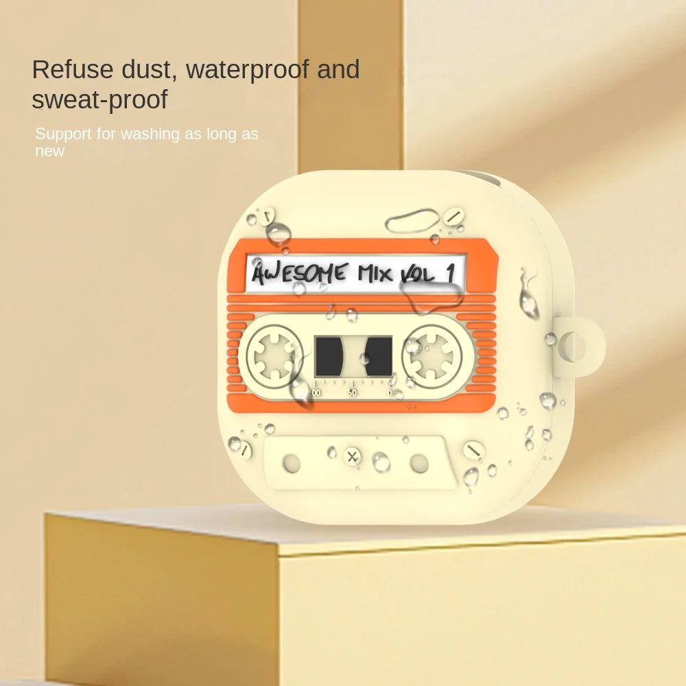 

Чехол для наушников в стиле ретро с магнитной лентой, силиконовый 3D чехол для хранения наушников с защитой от падения для Samsung Galaxy Buds FE/Live/pro/2