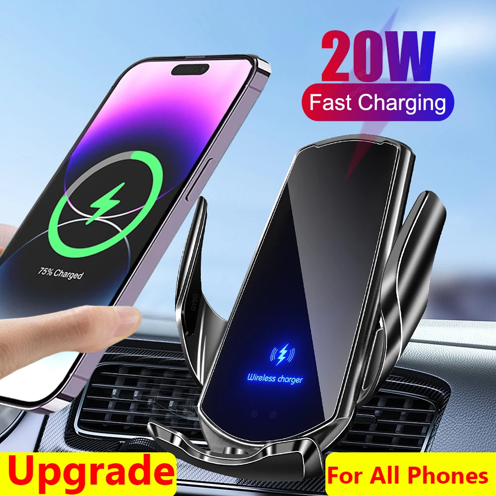 

Car Phone Holder Wireless Car Charger Mount Intelligent Infrared For iPhone 14 13 12 Pro 20W Fast Car Charger Wireless Charging