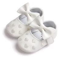 Meckior Baby Shoes Classic Dress Cute Bow-knot Heart Anti-slip Soft Sole First Walkers Infant Baby Girls Toddler Shoes 0-18m 2