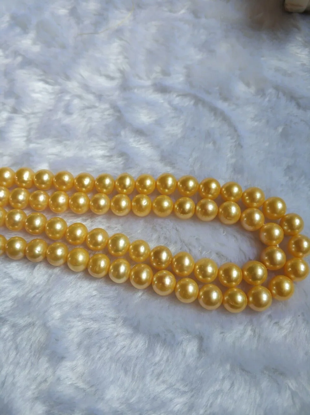 

Beautiful 18" AAA+ 8-9mm real natural south sea Round Gold pearl necklace 14k jewelry vintage clover necklace