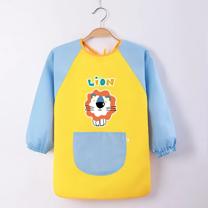 Children's Apron Waterproof Painting Coat Studio Printed Boys Girls Kids Cover up Clothes Feeding Apron Child Clothing