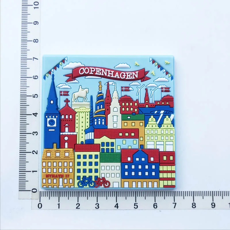 Милый и креативный магнит на холодильник Копенгагена, персонализированное украшение, наклейки для сообщений, ремесла, туристический сувенир