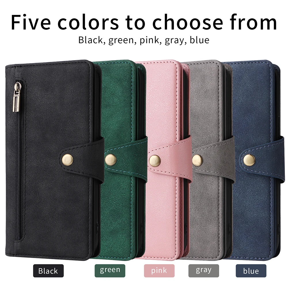 For iPhone 13 12 11 Pro Max XS Max XR X 8 7 6S 6 Plus SE2020 Wallet Case Zipper Leather Cash Card Slots iPhone 13 12 Mini Cases