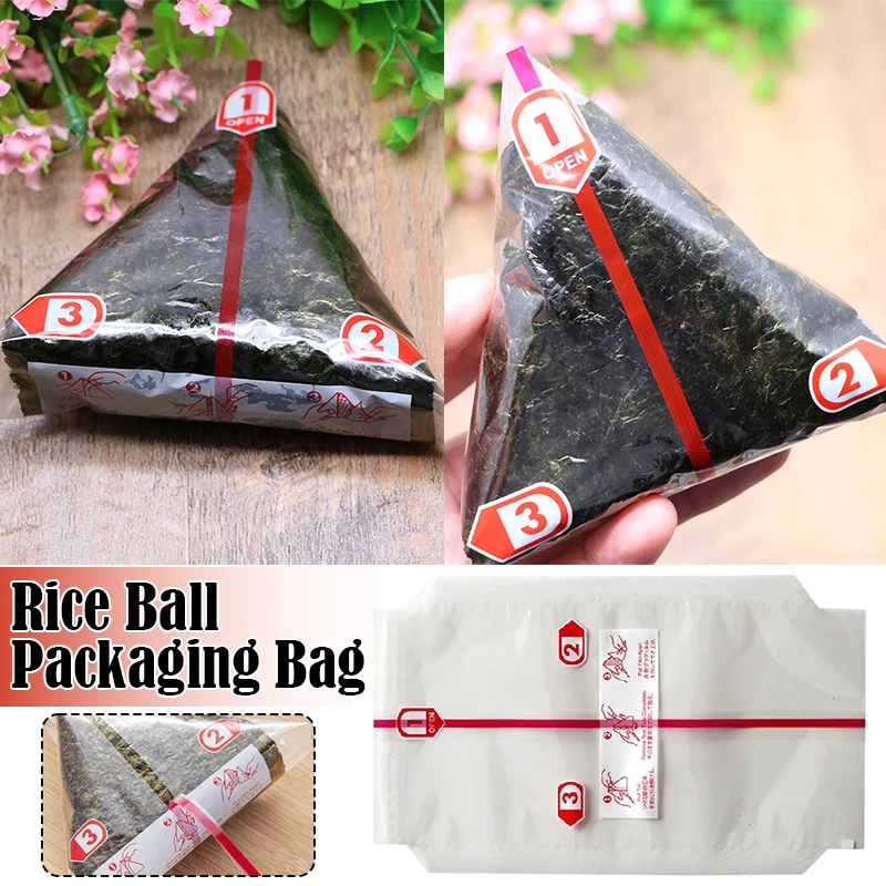 Sushi Packaging Bags 100Pcs Triangular Rice Ball Nori Seaweed Onigiri Plastic Gift Easy Tear Portable Bento Accessories