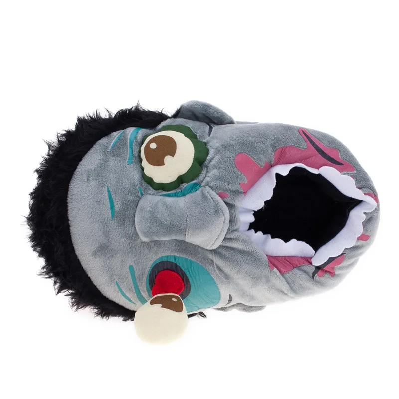 Halloween Zombie Big Mouth Funny Thickened Cloth Bottom Non-Slip Bottom Slippers Women Men Warm Cartoon Cotton Slippers Shoes 3