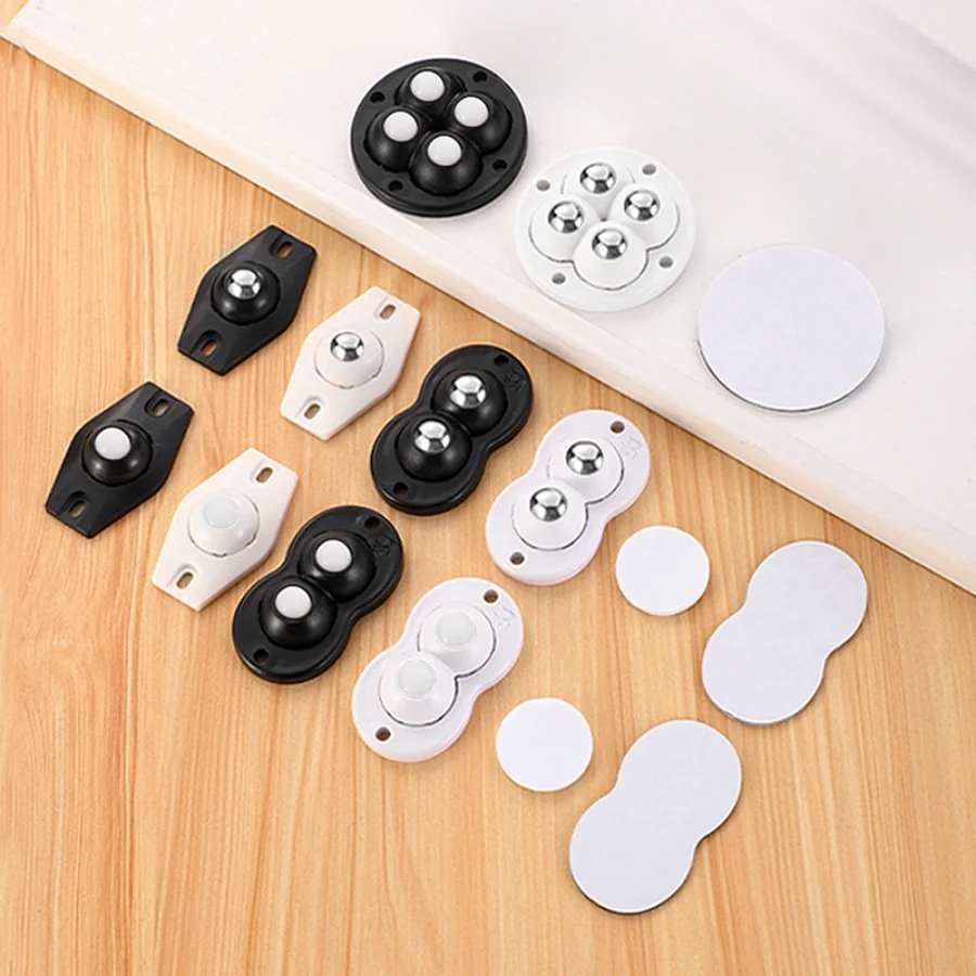 Self Adhesive Rollers Furniture Casters Self Adhesive Wheels Sticky Pulley Wheels Furniture Casters Wheels 1-8pc Adhesive Label Wheels Moving Furniture Strong Bearing Force Steel Ball/rubber Bead Universal Wheel Furniture Casters