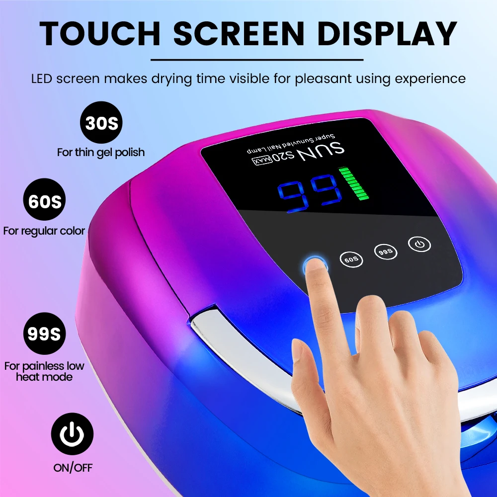 Cordless UV Nail Lamp 48LEDs 168W Professional LED Nail Lamp with Touch Display UV Light for Gel Nails Built-in 3-Timer Modes 5