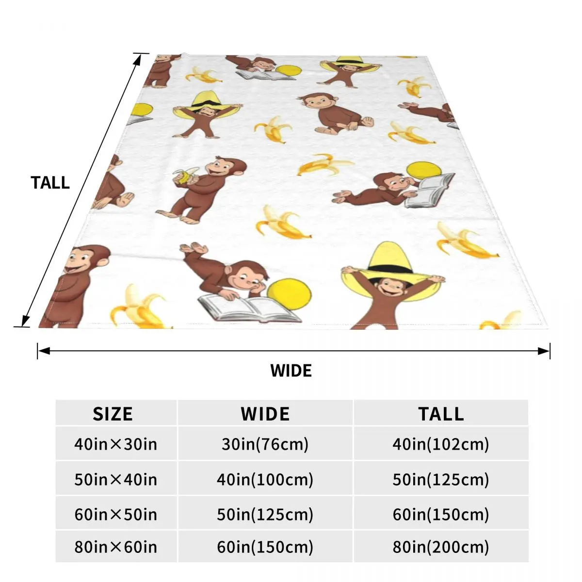 George The Curious Monkey Blanket Banana Cartoon Travel Flannel Throw Blanket Soft Durable Couch Bed Custom Bedspread Gift 2