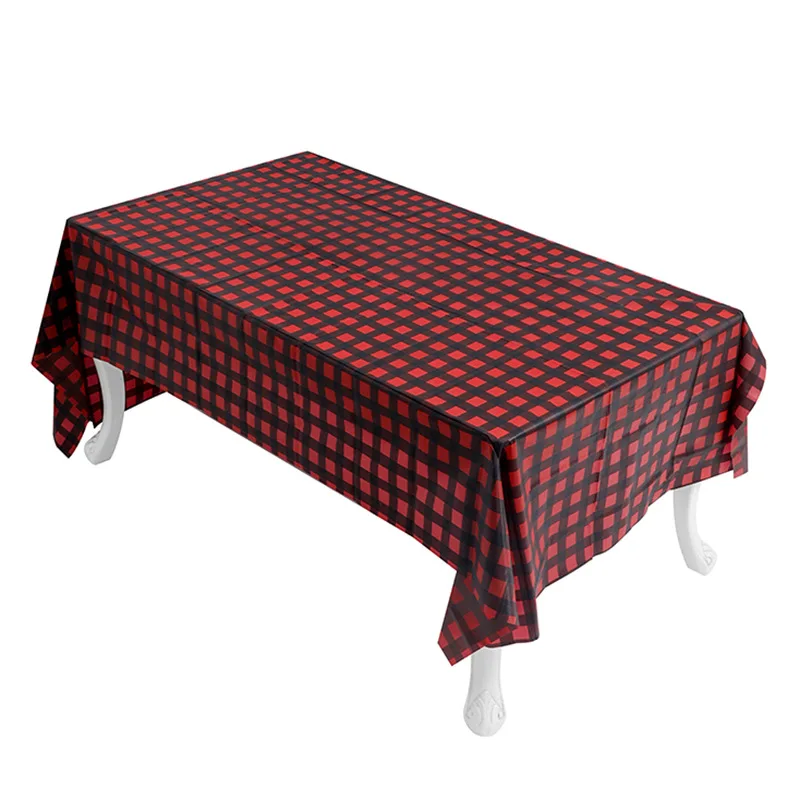 Tovaglia Usa E Getta A Scacchi Rossi E Bianchi, 2 Pezzi, 137 X 274 Cm, Plastica Impermeabile Per Picnic E Feste