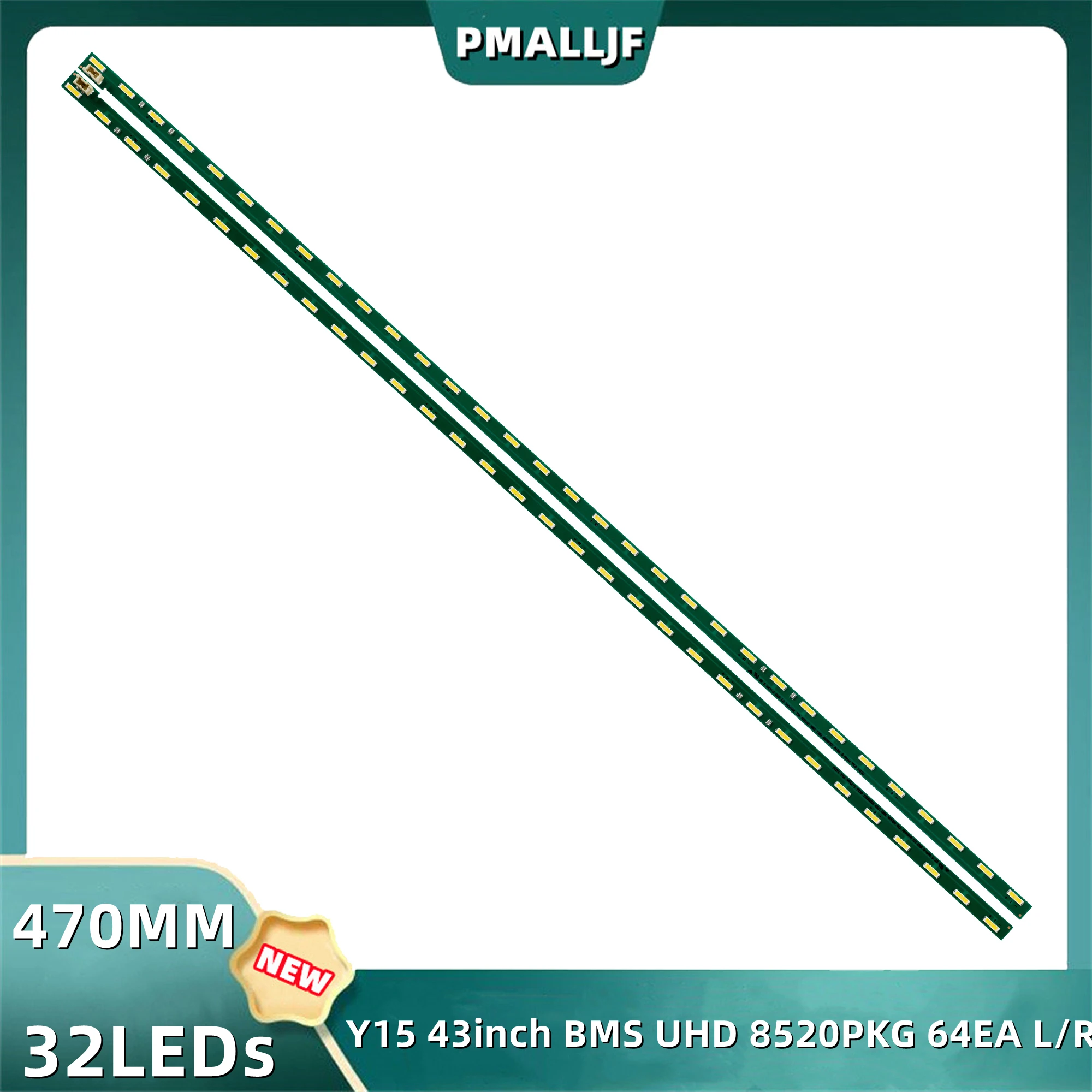 Tira de Luz de Fundo Led para lg Y15 43 Bms Uhd 8520pkg 64ea l r -tipo V0.4141111 43uf690v 32 Lâmpada 470 mm Unidades por Conjunto