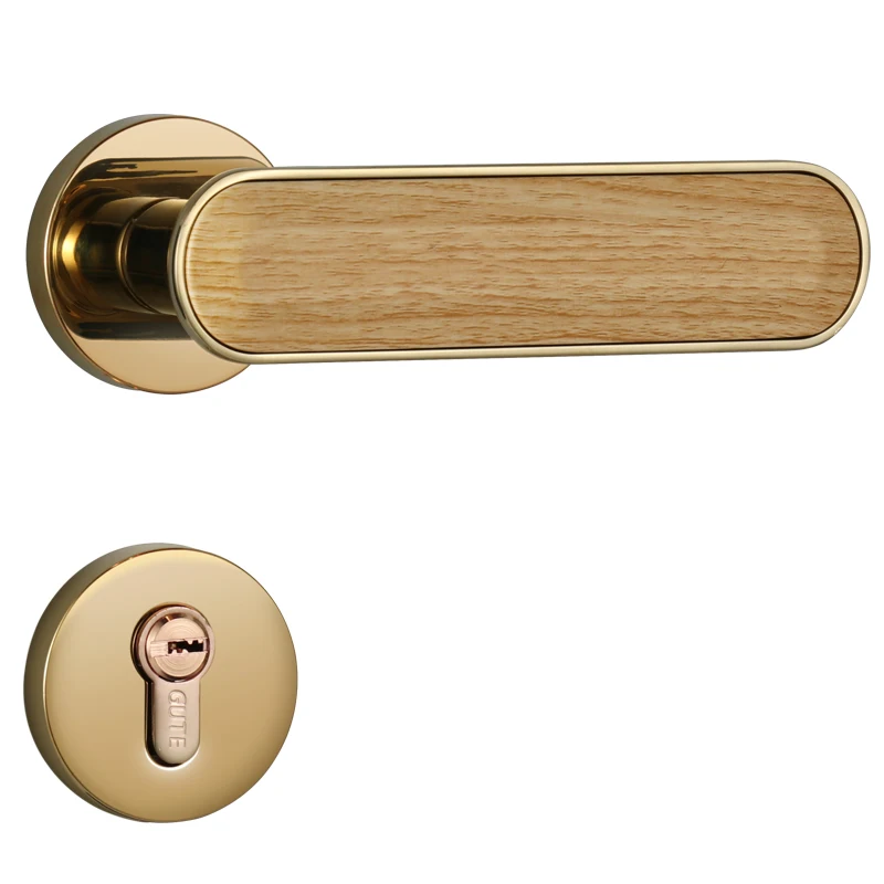 Yy Household Mute Universal Wooden Door Handle Black Wood Grain Split Lock yy bedroom noiseless solid wood door lock universal door handle household handle lock