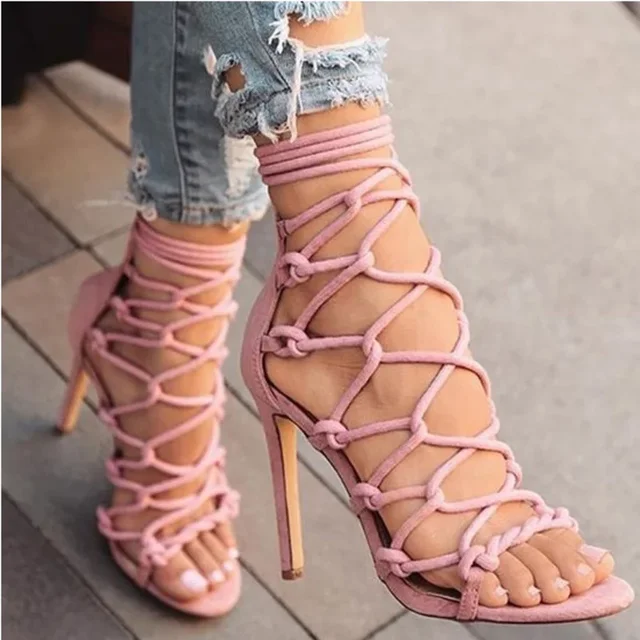 Women Sandals Sexy High Heels Shoes 2024 New Summer Fashion Cross Strap Open Toe Women's Sandals Pumps Shoes 2
