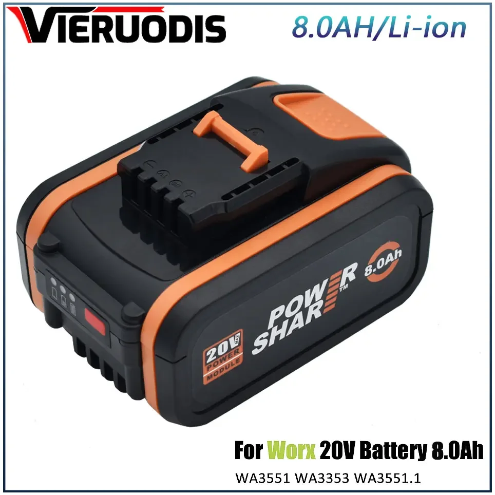 Для батареи 20V 8000mah Li-Ion для Worx WX390/WX176/WX166.4/WX372.1 WX800/WX678/WX550/WX532/WG894E WG629E/WG329E/WG2