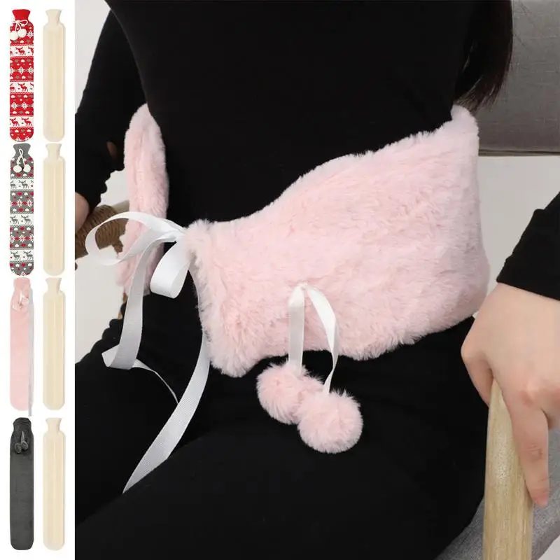 Pouch Waist Hot Water Bottle Durable Rubber Made Soft Plush Hot Water Bag For Back Neck Legs Explosi on Proof Water Bottle