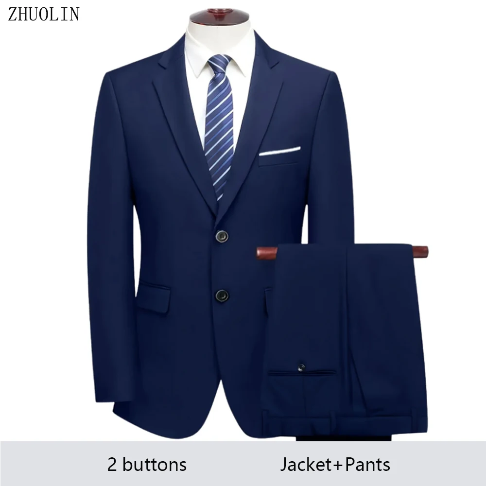2 Pezzi - Blu Navy - 2 Bottoni