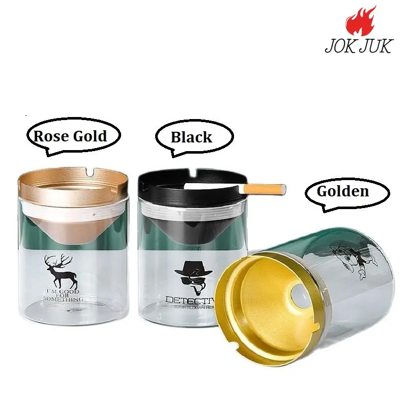 

JOK JUK Creative Smokeless Ashtray Stainless Steel Windproof and Dustproof Design High-capacity Ash Tray Smoking Accessories