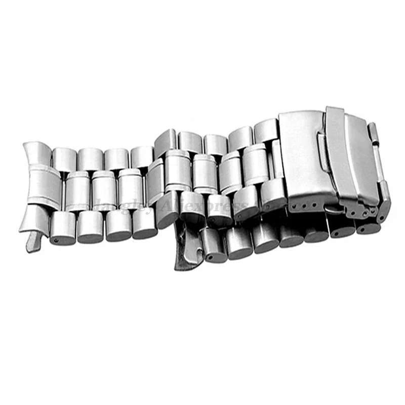 Stainless Steel Solid Watch Strap with Folding Buckle - Universal Replacement Bracelet