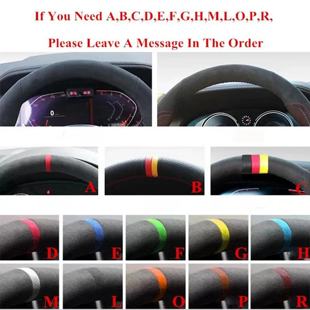 Luxury Suede Leather Black Steering Wheel Cover - Premium Auto Accessory