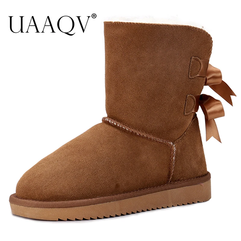 

UAAQV High Quality Australia Classic Lady Shoes Winter Waterproof Genuine Cowhide Leather Women Snow Boots