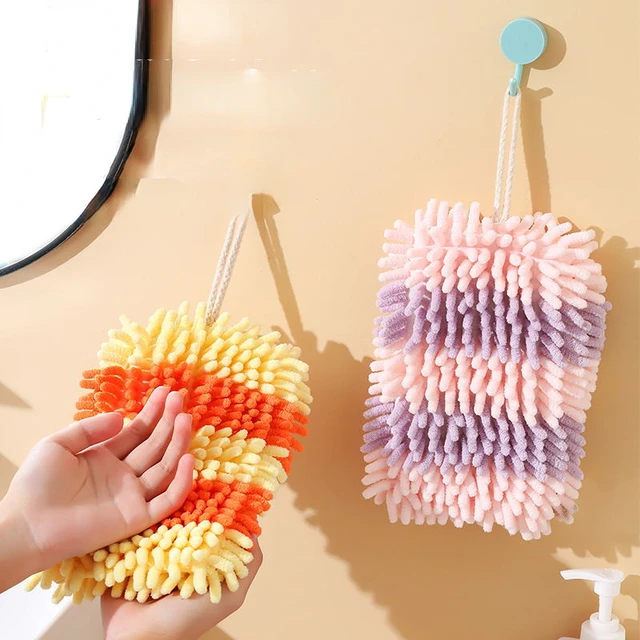 Chenille Hand Towels Kitchen Bathroom Hand Towel Ball with Hanging Loops  Quick Dry Soft Absorbent Microfiber Towels - AliExpress