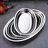 1Pcs 304 Stainless Steel Plate Oval Fish Dish Dinner Dessert Food Sushi Snack Steaming Fruit Dish Household Restaurant Tableware
