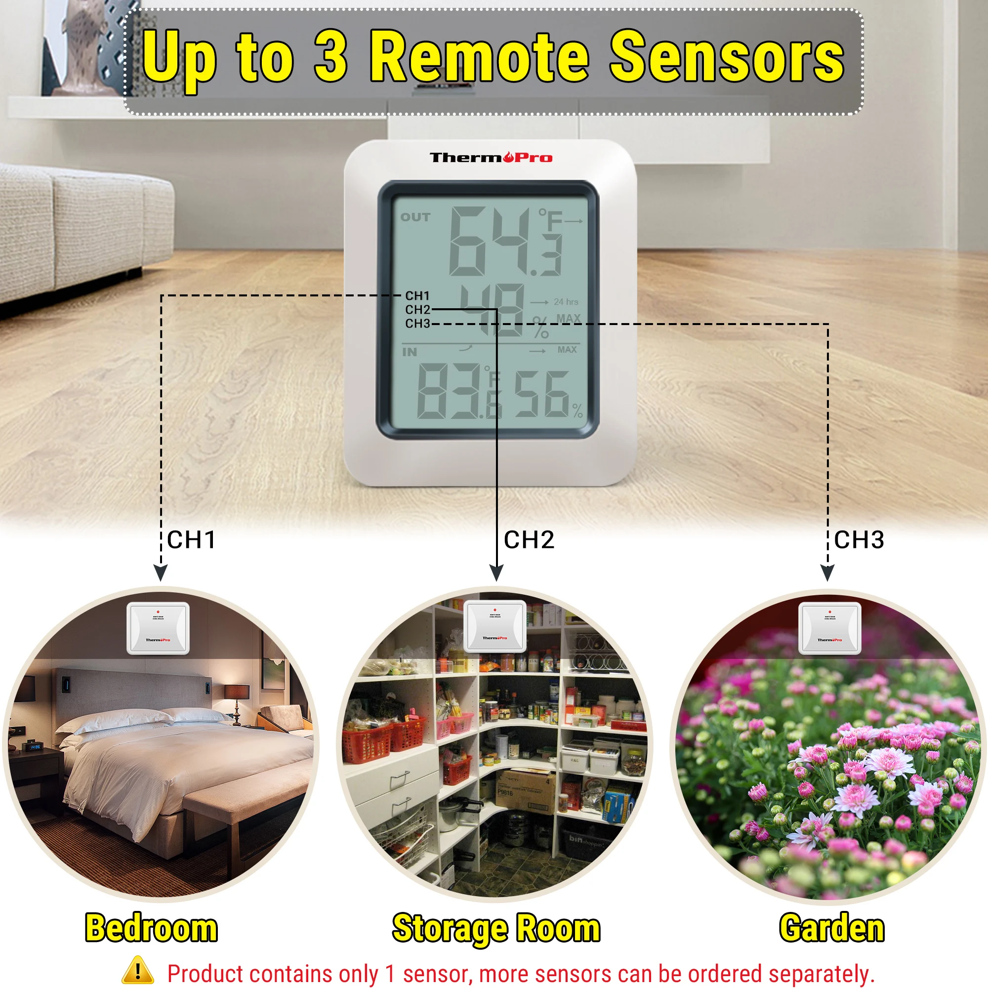 ThermoPro TP60C 60M Wireless Digital Room Indoor Outdoor Thermometer Hygrometer Weather Station Home temperature and humidity meter digital thermometer non medical thermometer
