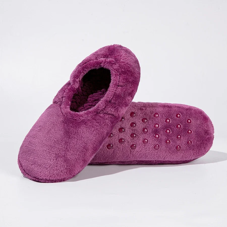 1 çift kadınlar kış sıcak kat çorap kaymaz yumuşak rahat kapalı zemin ayakkabı moda katı renk bayanlar ev terlik