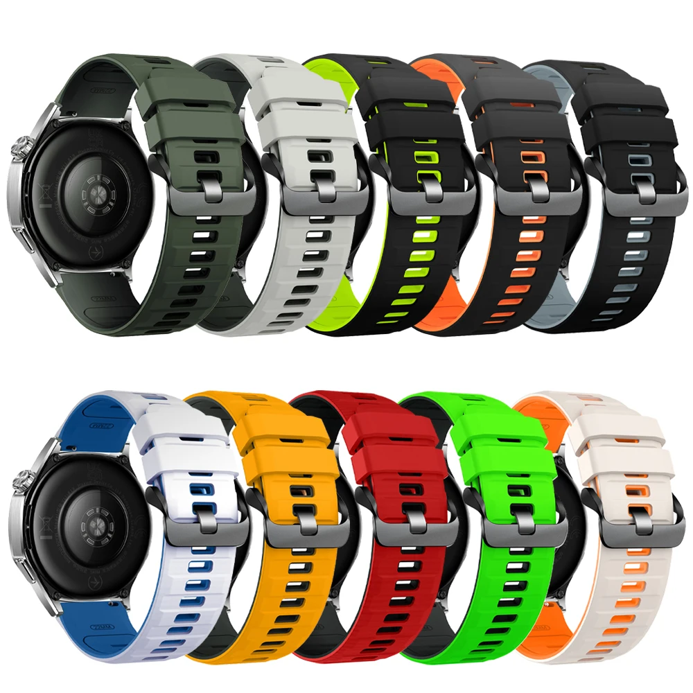 Two-Tone Silicone Watch Band - 20mm/22mm Adjustable Strap