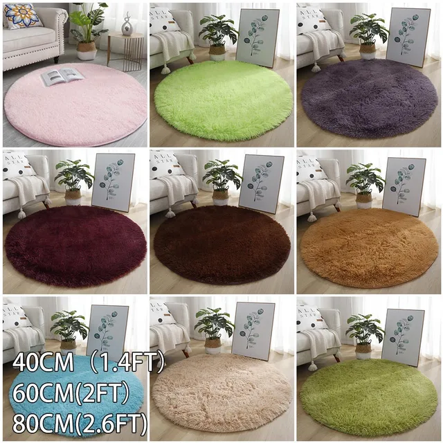 1pc home Rugs Large Shaggy Rug 40/60/80cm Super Soft Round Mat Living Room Bedroom Carpet Multi Color Select For Home Decor 1