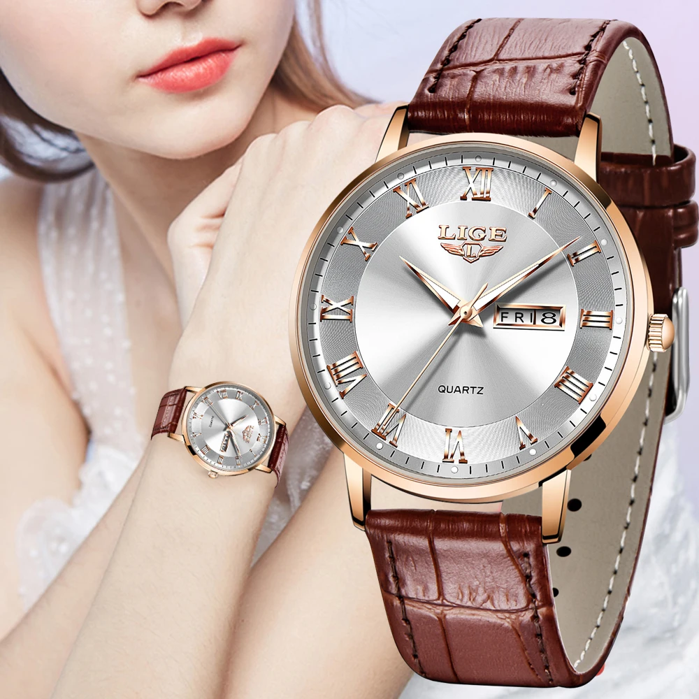 Marke LIGE Frauen Uhr Rose Gold Montre Femme Frauen Ultra-dünne Mode Uhren Para Mujer Luxus Dame Handgelenk Uhren reloj Mujer