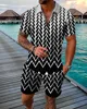 Summer Luxury Pattern 3D Print Men's Tracksuit Set Casual Zipper Polo Shirt And Shorts 2pcs Sets Fashion Streetwear Man Cloth 1