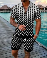 Summer Luxury Pattern 3D Print Men's Tracksuit Set Casual Zipper Polo Shirt And Shorts 2pcs Sets Fashion Streetwear Man Cloth 1