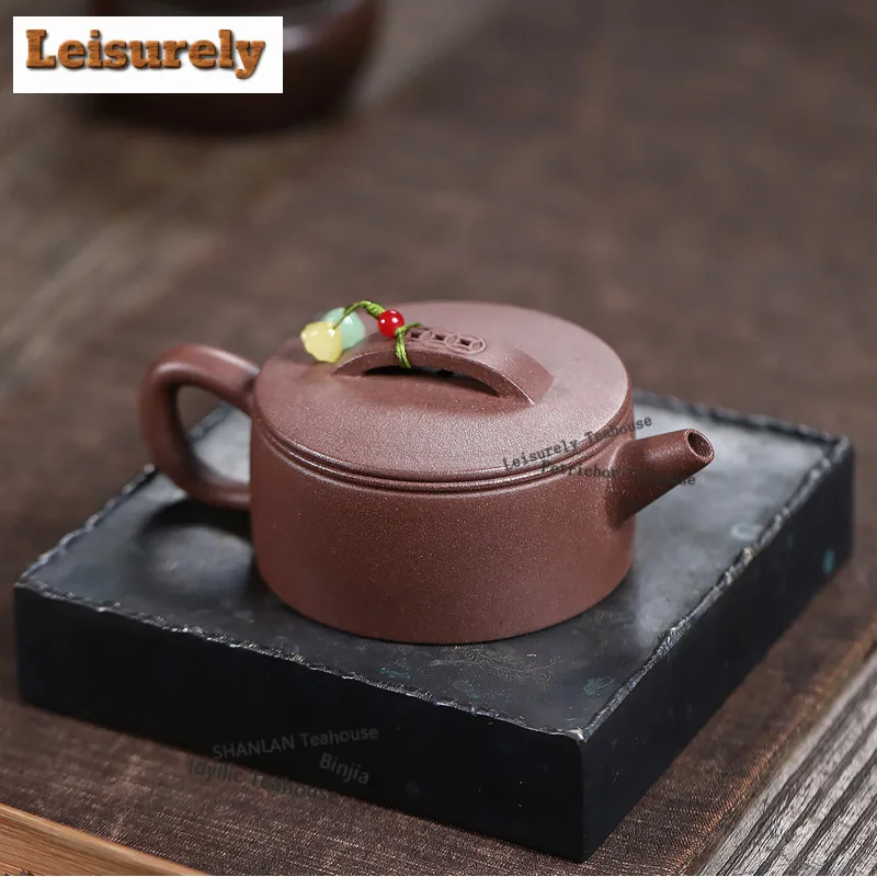 200ml Aesthetic Yixing Purple Clay Teapots Handmade Large Caliber Pot Raw Ore Peach Blossom Mud Tea Infuser Kettle Zisha Tea Set